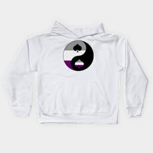 Asexual Pride Yin and Yang Symbol in Pride Flag Colors Kids Hoodie